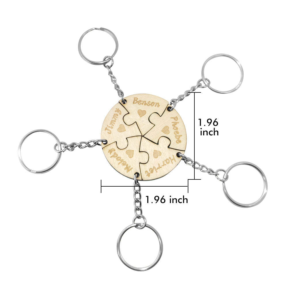 Personalisiertes Puzzle-schlüsselanhänger-set Gravierter 5-teiliger Puzzle-schlüsselanhänger Aus Holz - soufeelde