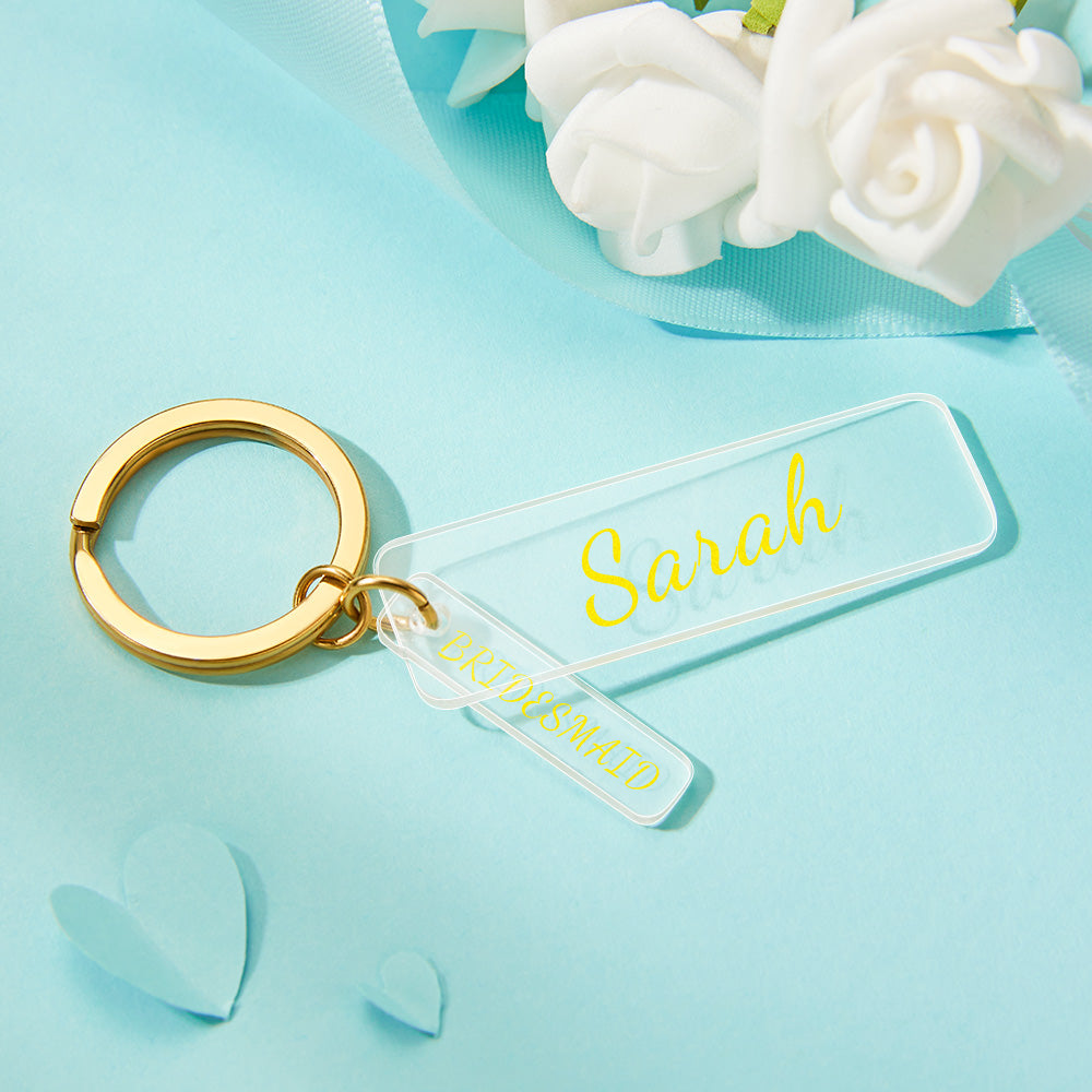 Benutzerdefinierte Gravierte Acryl Schlüsselanhänger Brautjungfer Schlüsselanhänger Hochzeit Geschenk - soufeelde