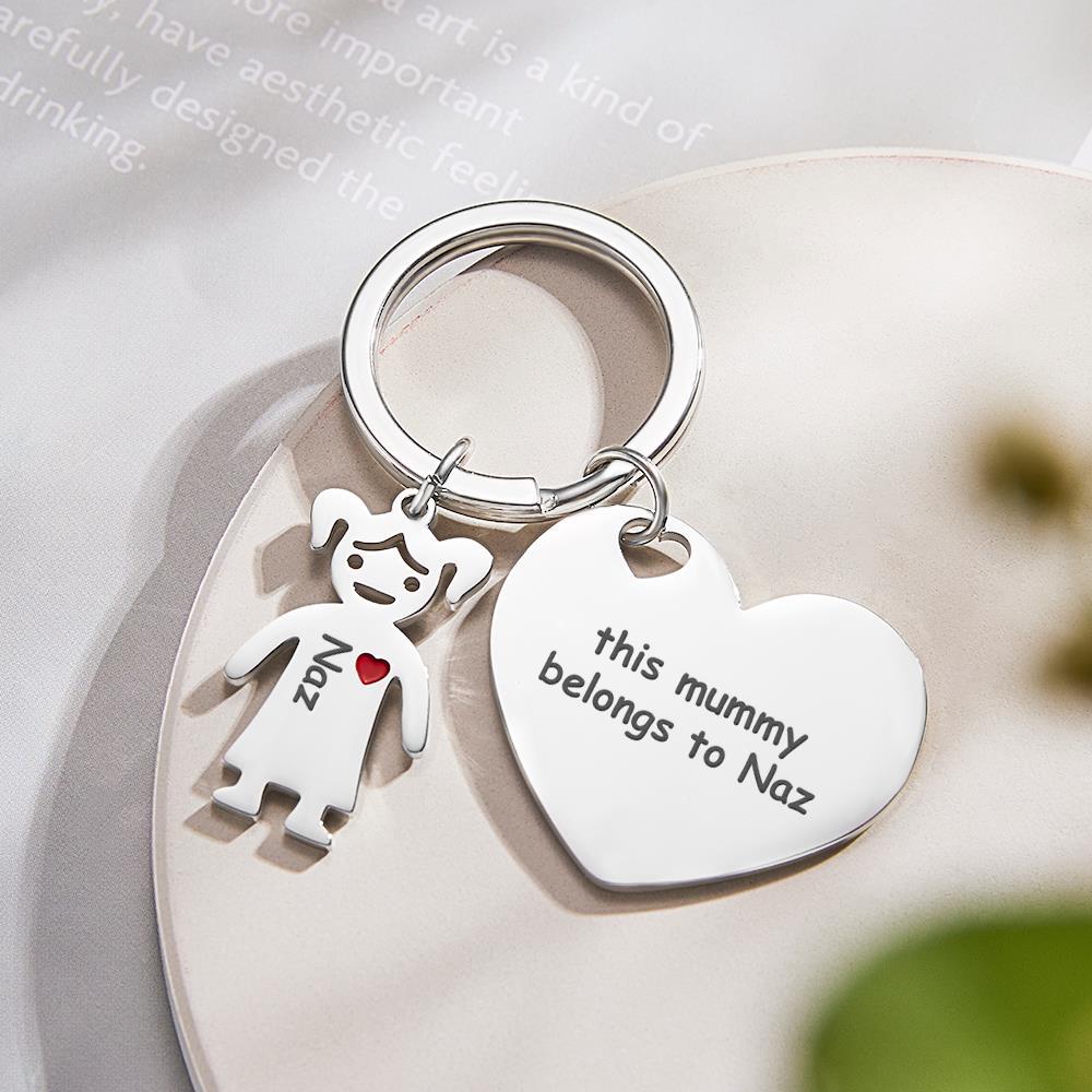 Kundenspezifische Gravierte Herz-schlüsselanhänger-jungen-mädchen-schlüsselanhänger-geschenke Der Mutter Tages - soufeelde