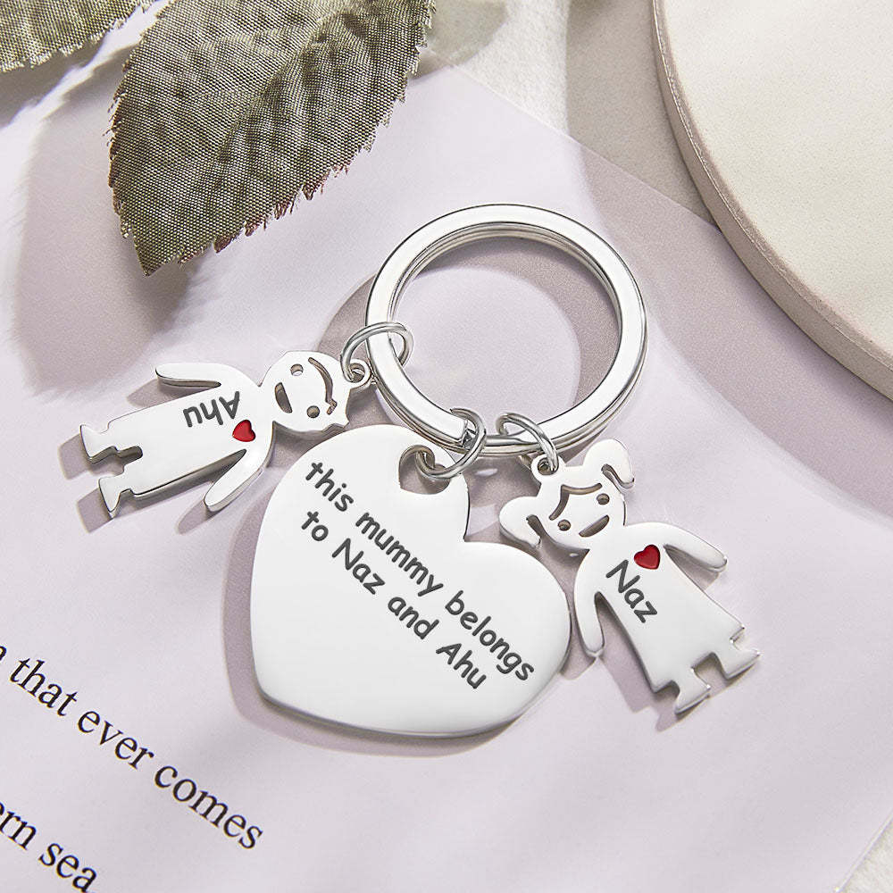 Kundenspezifische Gravierte Herz-schlüsselanhänger-jungen-mädchen-schlüsselanhänger-geschenke Der Mutter Tages - soufeelde