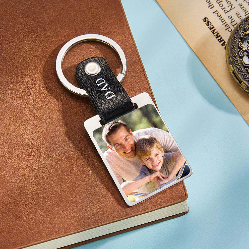 Kundenspezifisches Foto Keychain Ledergeschenke Für Vater - soufeelde