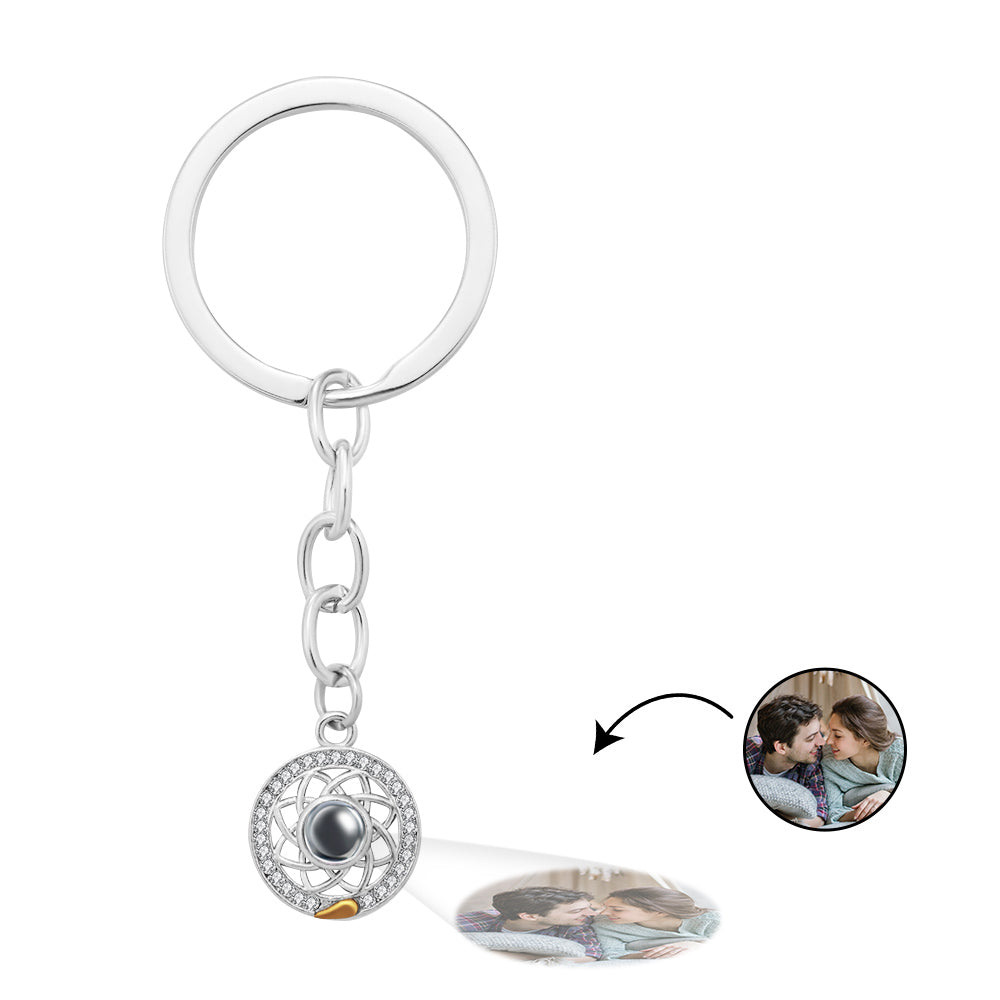 Kundenspezifische Foto-projektion Keychain Sonne-und Mond-paar-gedenkgeschenke - soufeelde