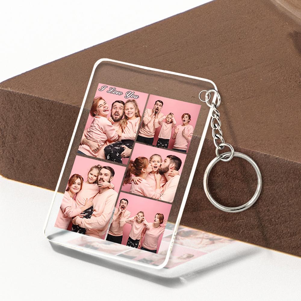 Kundenspezifisches Multi Foto Acryl Keychain Personalisierter Collagen-foto-schlüsselring - soufeelde