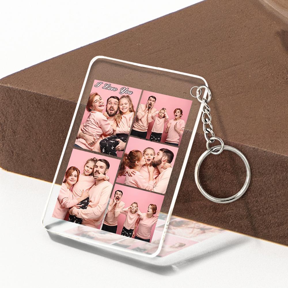 Kundenspezifisches Multi Foto Acryl Keychain Personalisierter Collagen-foto-schlüsselring - soufeelde