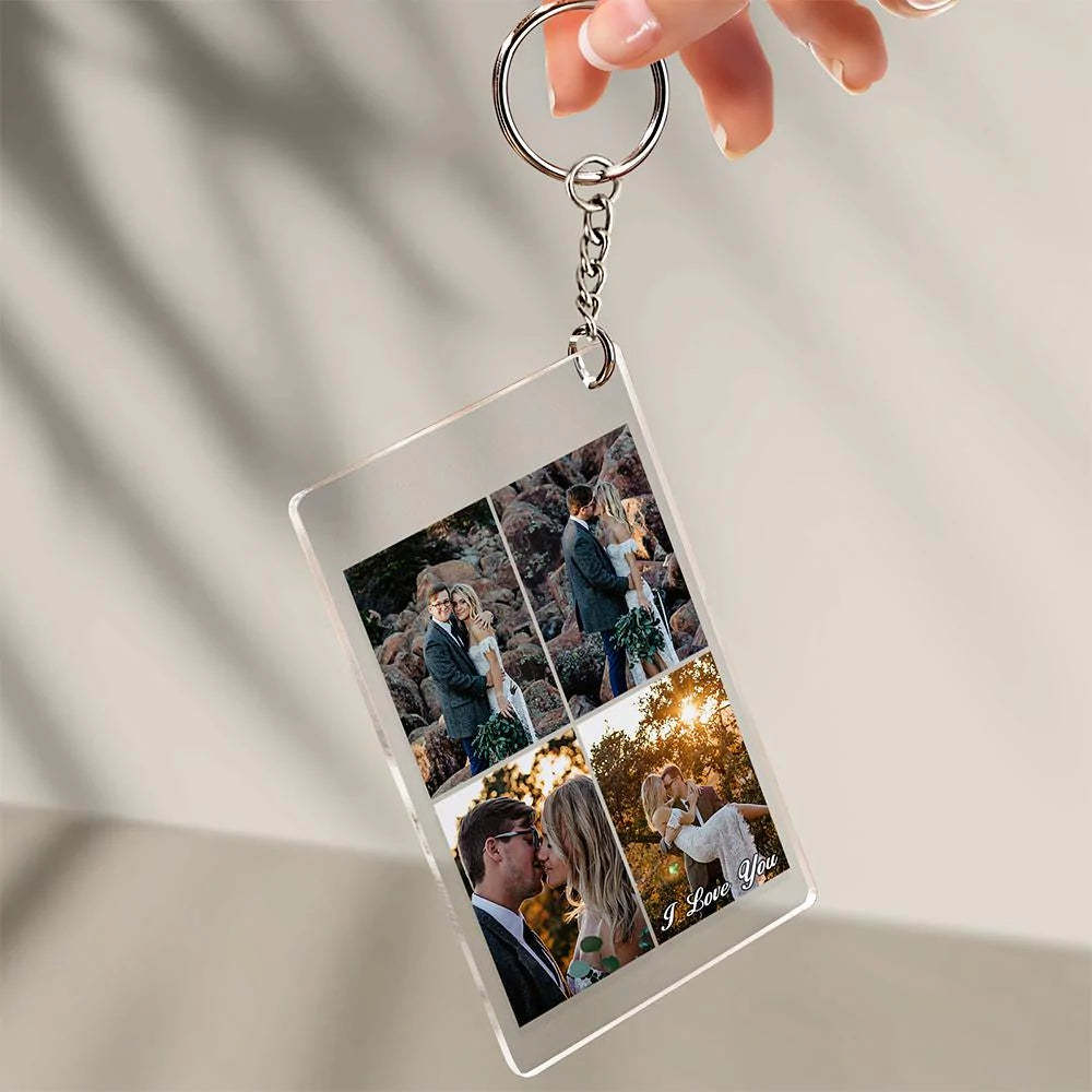 Kundenspezifischer Multi Foto-acryl-schlüsselanhänger Personalisierter Collagen-foto-schlüsselring Für Liebhaber - soufeelde