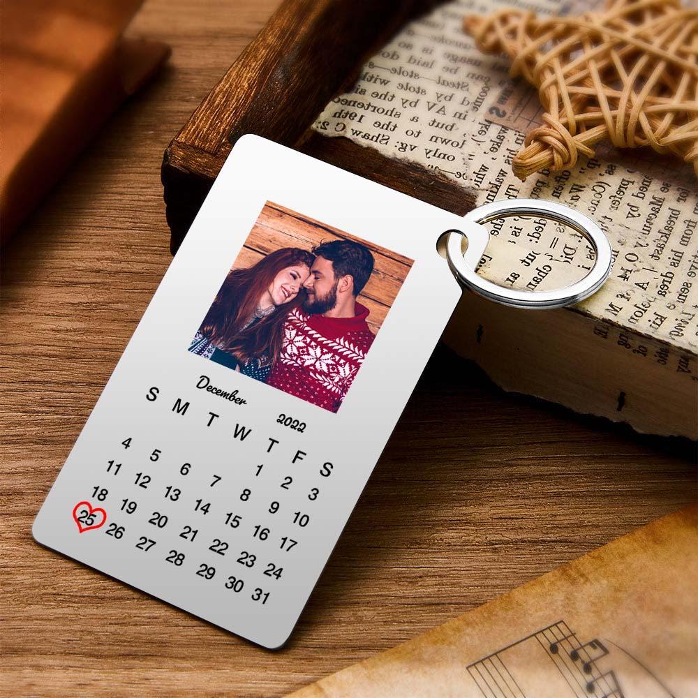 Personalisierter Foto-schlüsselanhänger Kalender-schlüsselanhänger Personalisierter Schlüsselanhänger Hochzeitstag-geschenk - soufeelde