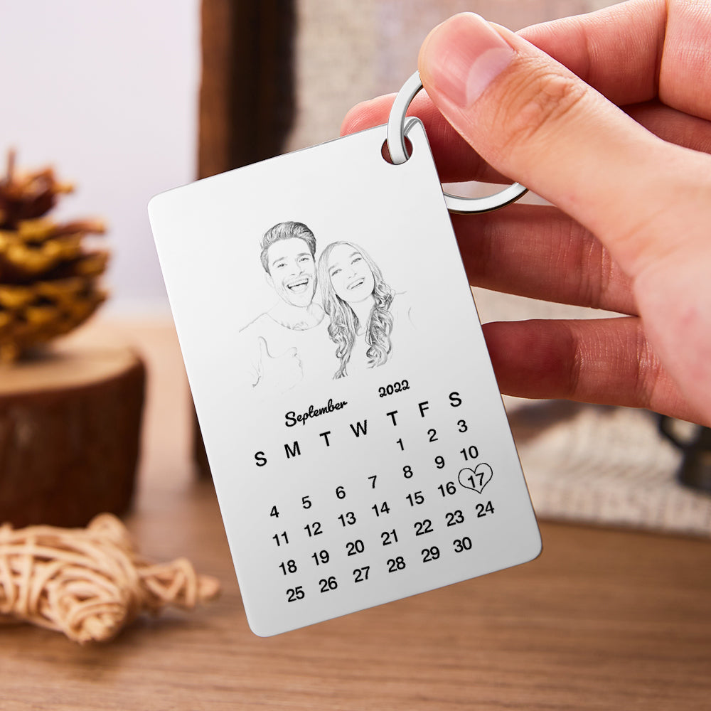 Personalisierter Schlüsselanhänger Mit Fotogravur Kalender Schlüsselanhänger Personalisierter Schlüsselanhänger Hochzeitstag Geschenk - soufeelde