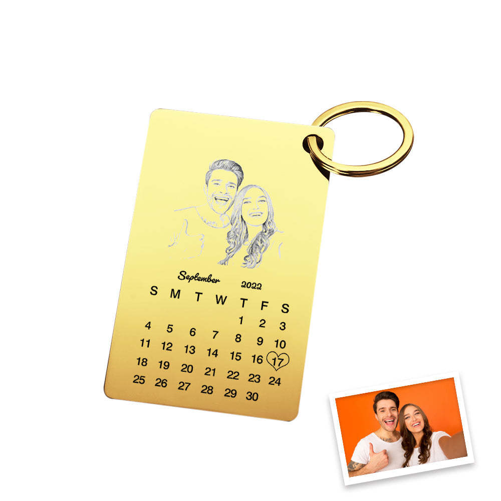 Personalisierter Schlüsselanhänger Mit Fotogravur Kalender Schlüsselanhänger Personalisierter Schlüsselanhänger Hochzeitstag Geschenk - soufeelde