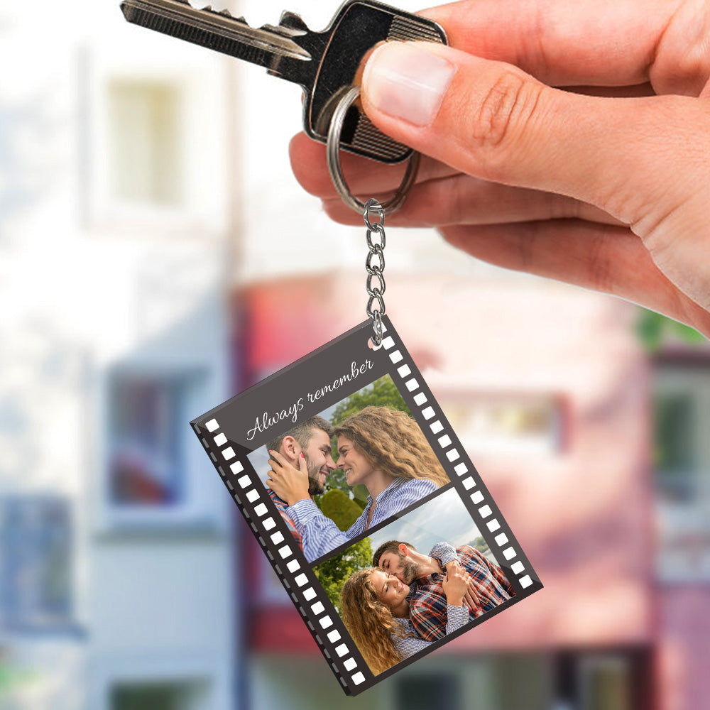 Personalisierter Filmstreifen-schlüsselanhänger Mit Foto Und Nachricht Für Paare - soufeelde