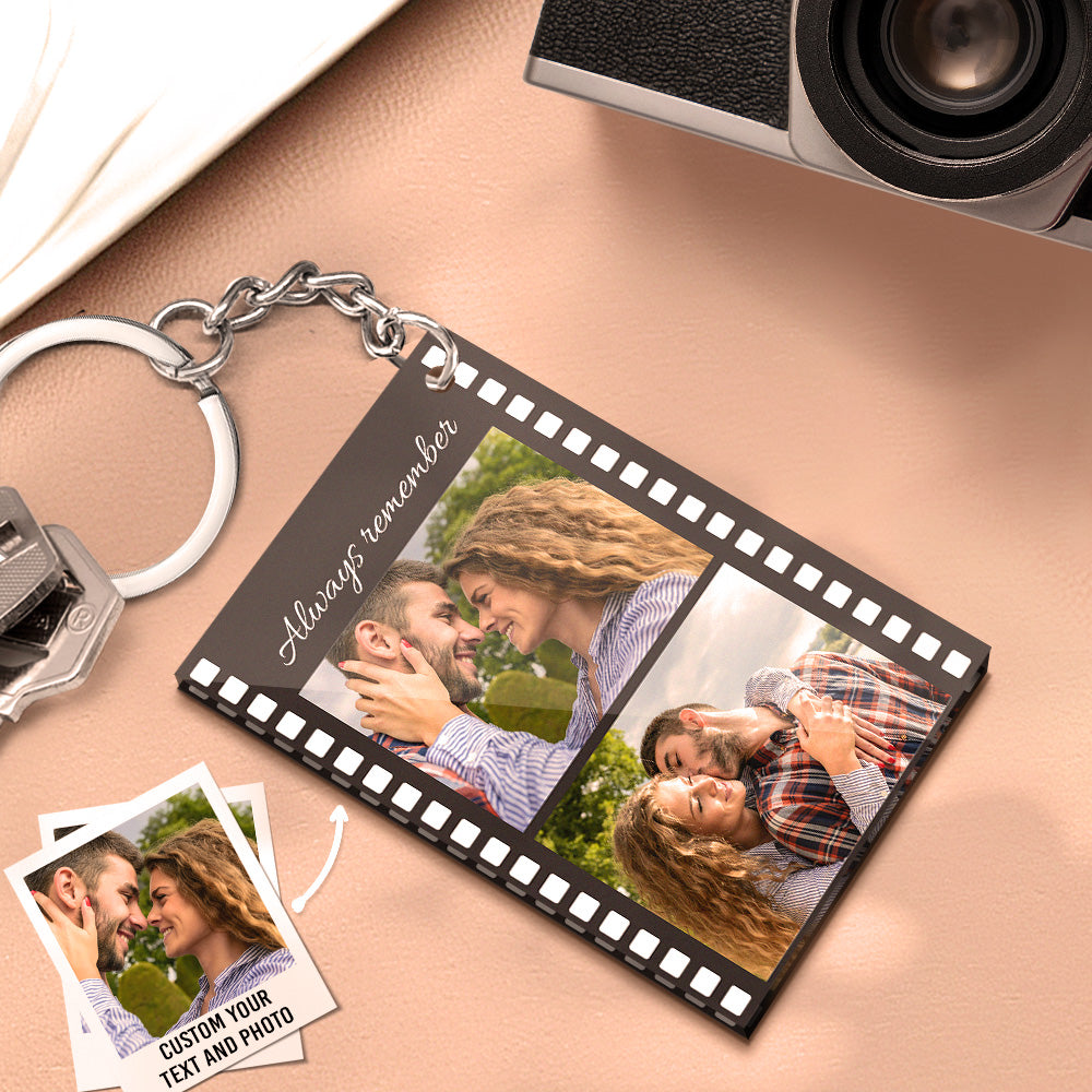 Personalisierter Filmstreifen-schlüsselanhänger Mit Foto Und Nachricht Für Paare - soufeelde