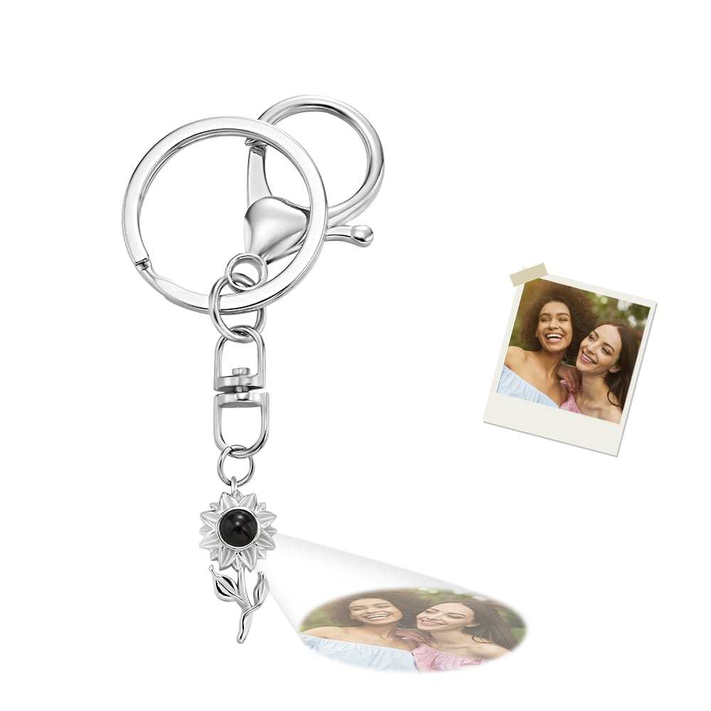 Personalisierter Fotoprojektions-schlüsselanhänger Personalisierter Sonnenblumen-foto-schlüsselanhänger Geschenk Für Freund - soufeelde