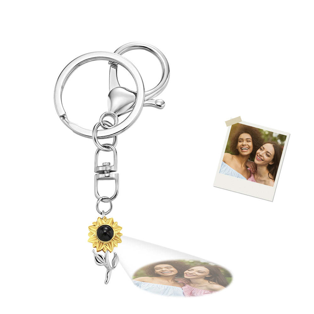 Personalisierter Fotoprojektions-schlüsselanhänger Personalisierter Sonnenblumen-foto-schlüsselanhänger Geschenk Für Freund - soufeelde
