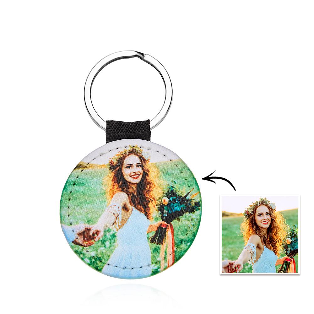 Personalized Photo Keychain Custom Key Holder Vegan Leather Memory Keychain Gift - soufeede