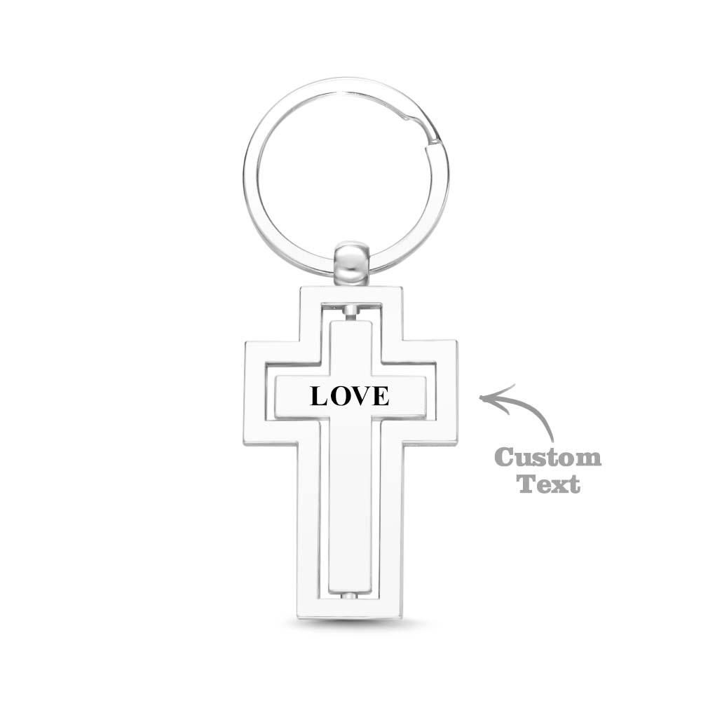 Schlüsselanhänger Mit Drehbarem Kreuz Und Gravur, Personalisierbar, Geschenk Für Eine Christliche Familie, Individuelles Vaterunser-geschenk - soufeede