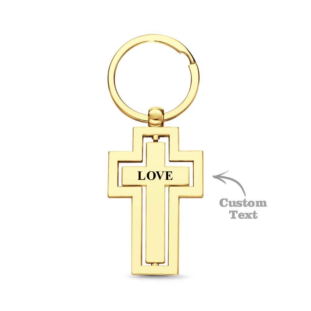Schlüsselanhänger Mit Drehbarem Kreuz Und Gravur, Personalisierbar, Geschenk Für Eine Christliche Familie, Individuelles Vaterunser-geschenk - soufeede