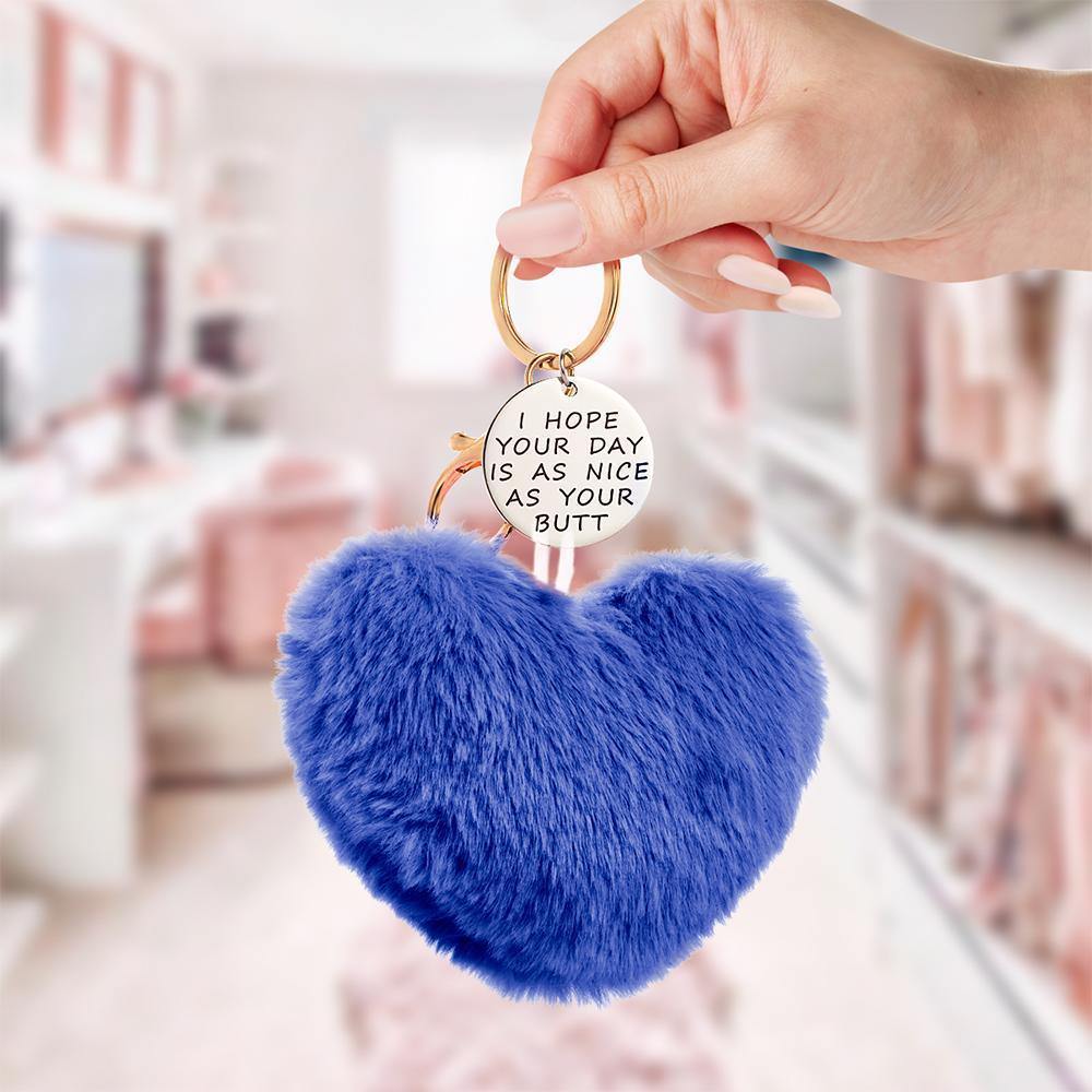 Furry And Funny Keyring for Girlfriend or Wife Pink ,Personalised Gift Idea for Wife - soufeelus