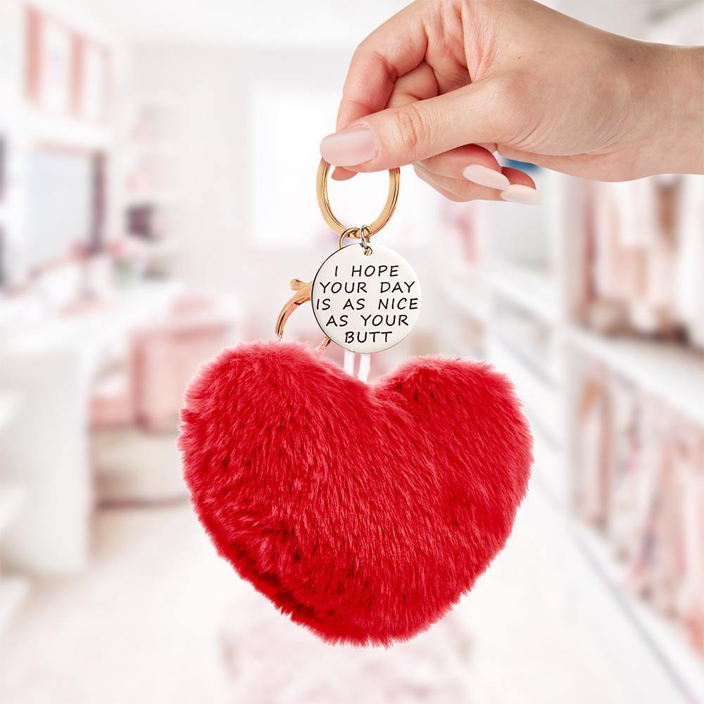 Furry And Funny Keyring for Girlfriend or Wife Pink ,Personalised Gift Idea for Wife - soufeelus