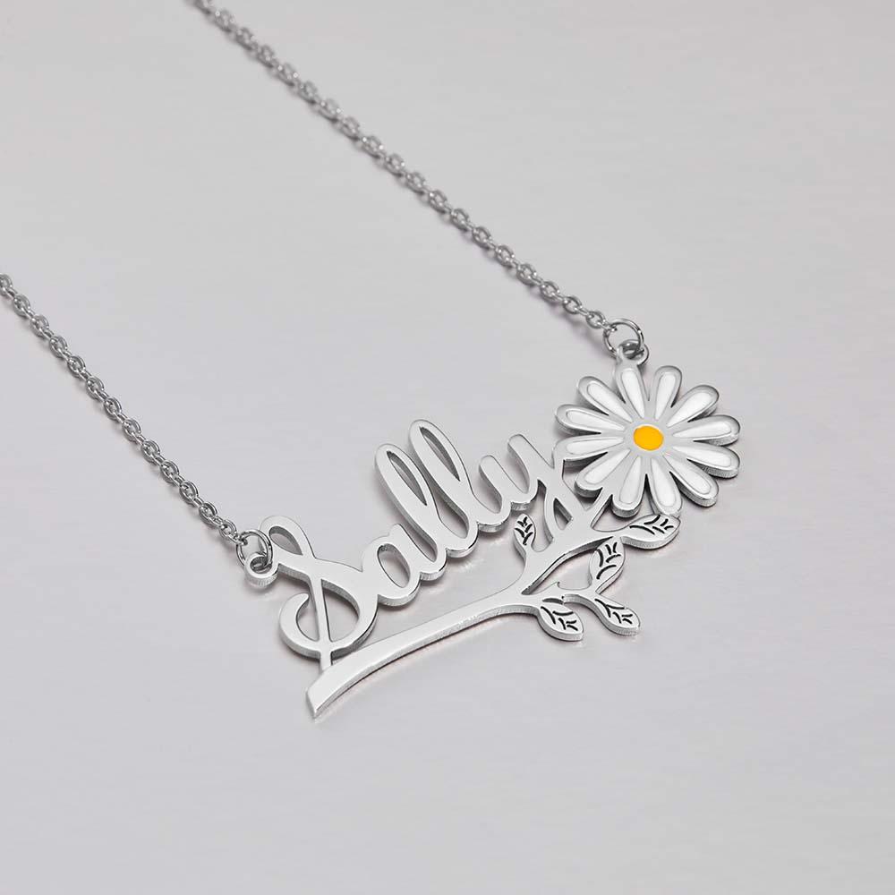 Gänseblümchen-namenskette, Personalisierte Florale Namenskette, Schmuck, Geschenk Für Sie - soufeelde