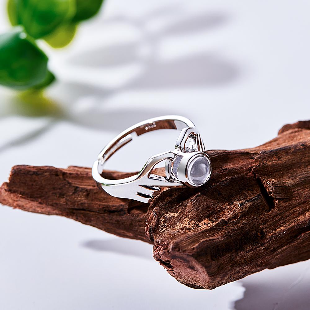 Personalisierter Fotoprojektionsring Finger-kombi-herzring Für Sie - soufeede