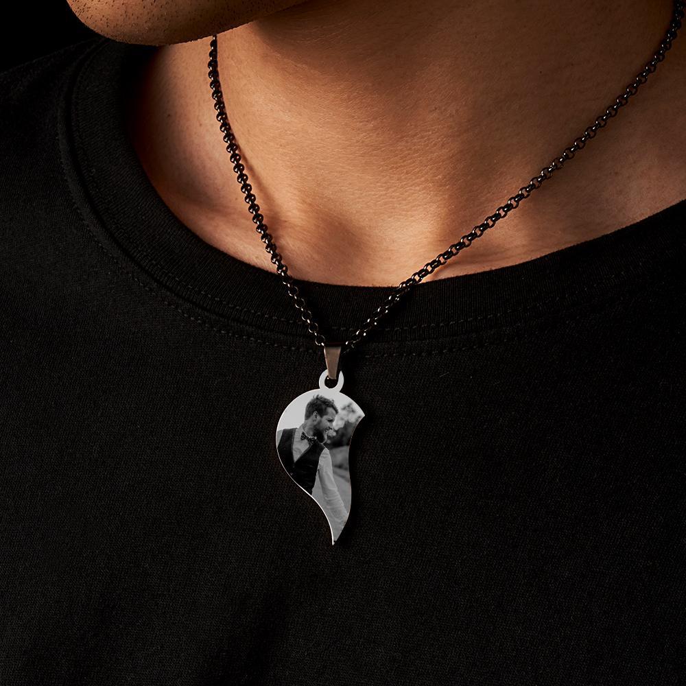 Personalisierte Halskette Für Paare Als Geschenk. Herz-halskette Mit Gravur Von Bild Und Text - soufeede