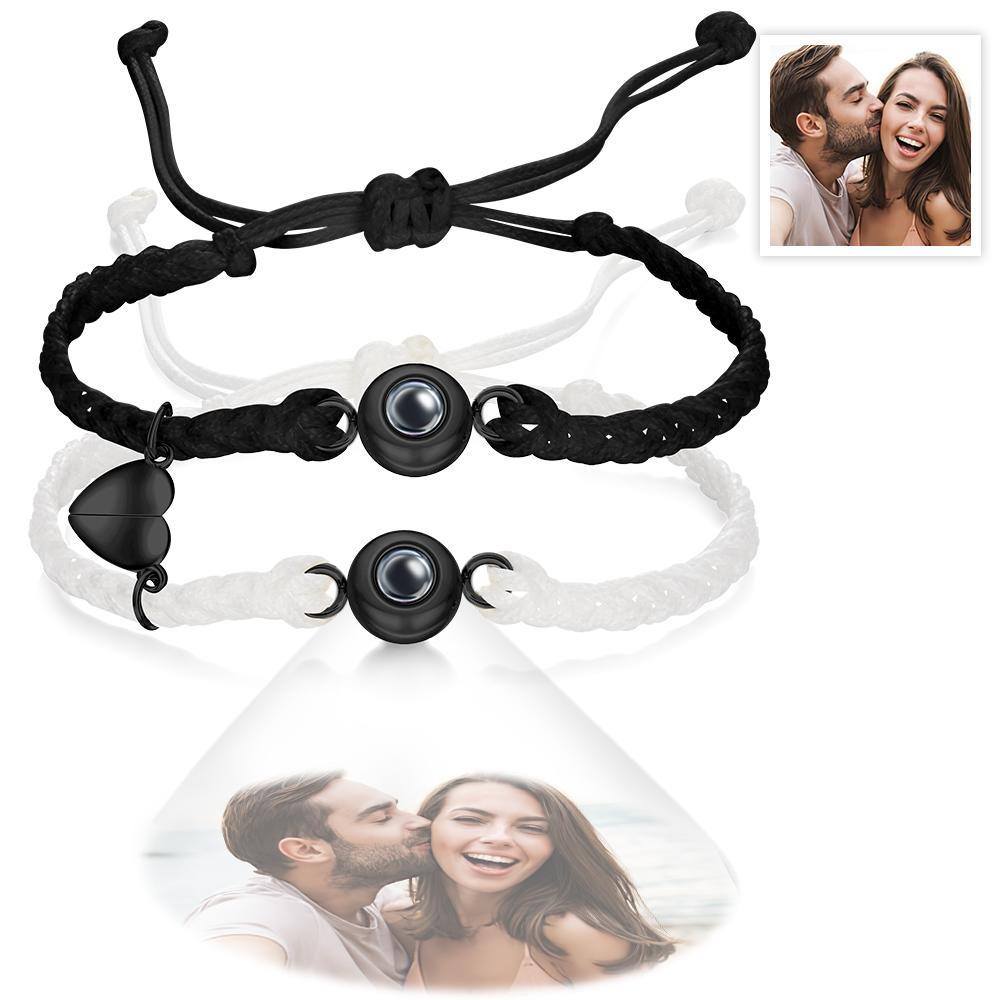 Benutzerdefiniertes Fotoprojektionsarmband Gewebtes Magnetisches Armband Jahrestagsgeschenk - soufeelde