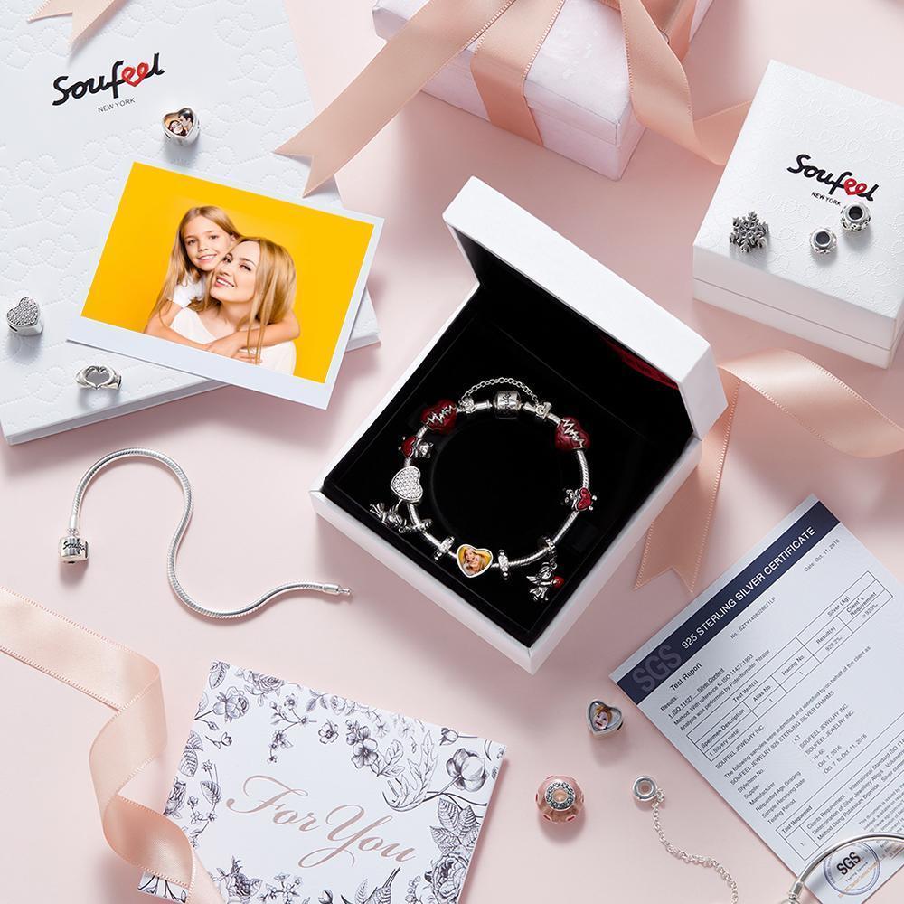 Muttertag Geschenk - Weißes Swarovski Herz Foto Charm