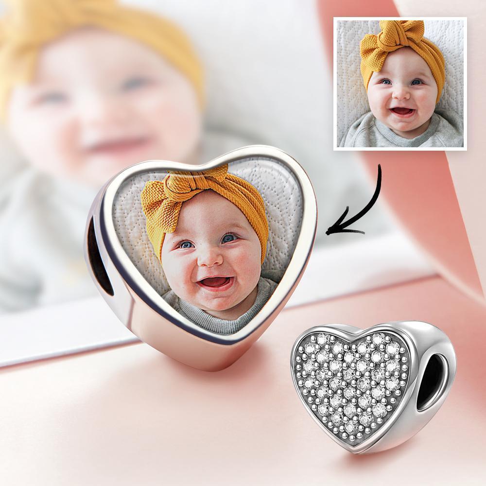 Weißes Swarovski Herz Foto Charm
