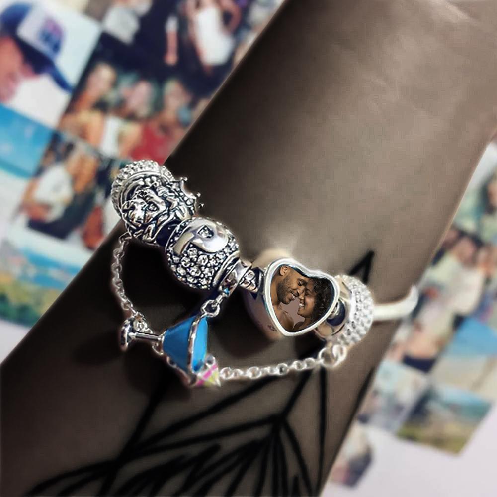 Pave CZ Herz Foto Charm