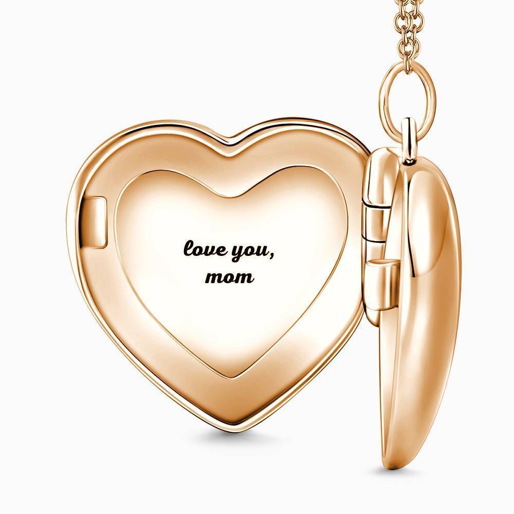 Herz Drucken Foto Medaillon Halskette mit Graviert Anhänger Rose Gold überzogen