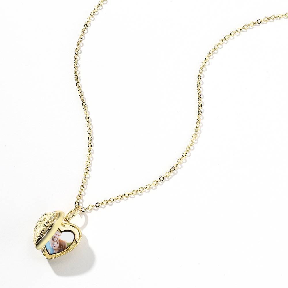 Kreuz Druck Herz Foto Medaillon Halskette mit Gravur 14k Gold überzogene