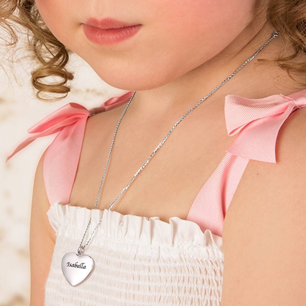 Kinder Herz Foto Halskette mit Gravur Platin überzogen