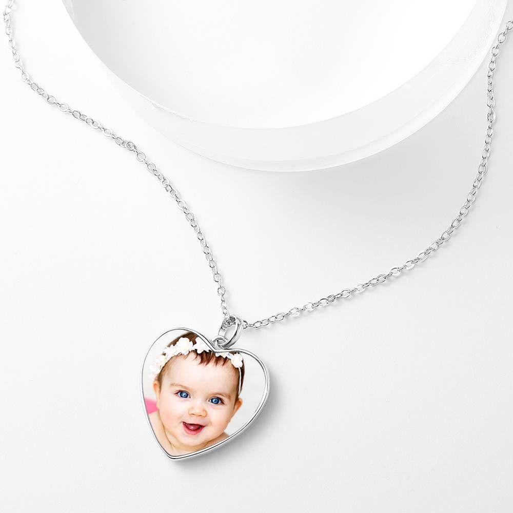 Kinder Herz Foto Halskette mit Gravur Platin überzogen