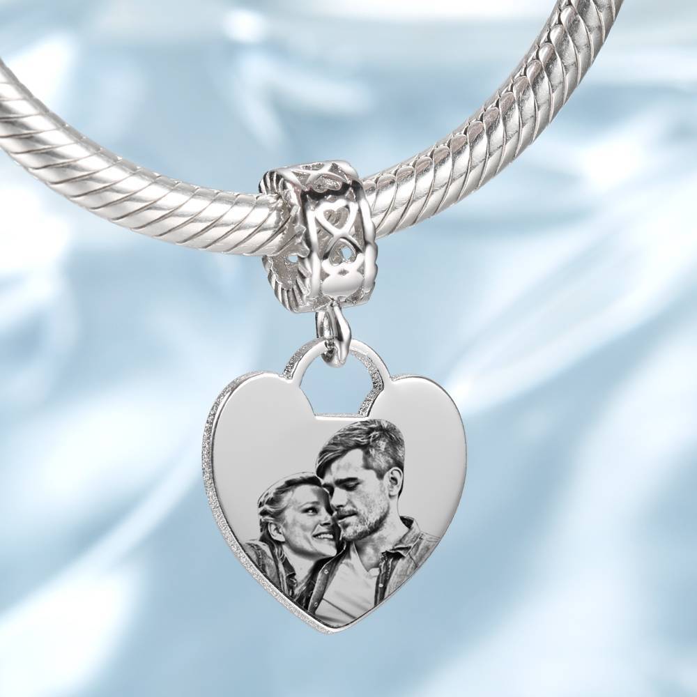 Foto Charm mit Herzform, Kundenspezifische Porträt Schmuck Platin Vergoldet- Silber