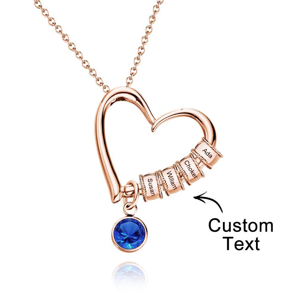 Herz-halskette Mit Gravierten Perlen, Personalisierte Bezaubernde Halskette Für Mama - soufeelde