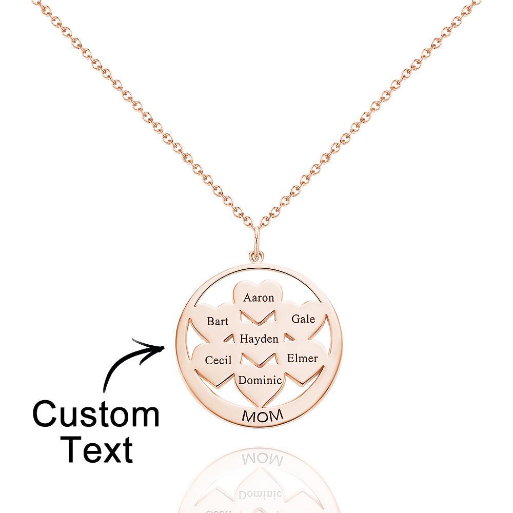 Benutzerdefinierte Gravierte Halskette Kreis Herzen Mama Anhänger Halskette Kreatives Geschenk - soufeelde
