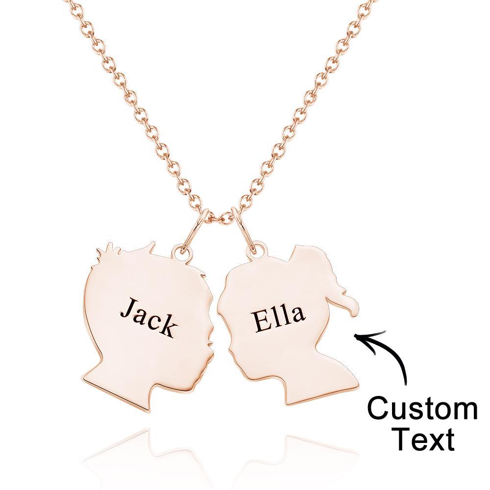 Benutzerdefinierte Gravierte Halskette Silhouette Einzigartige Geschenke - soufeelde
