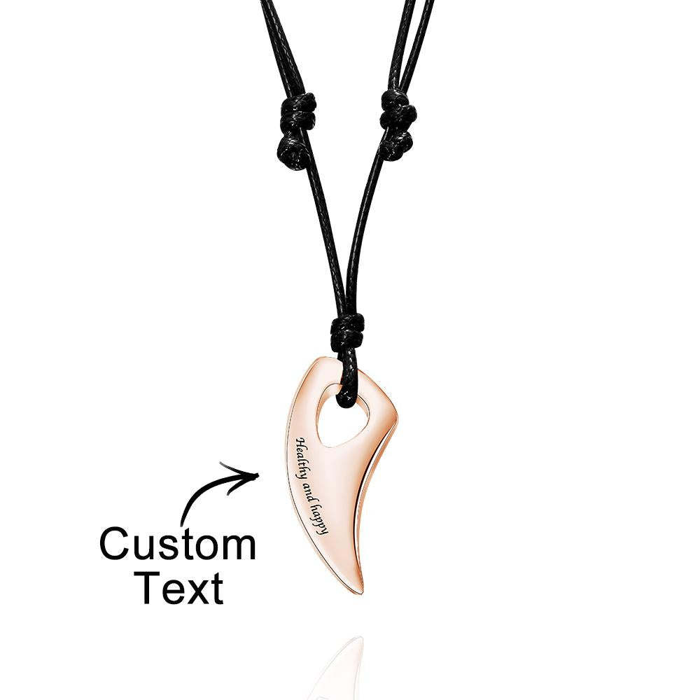 Benutzerdefinierte Gravierte Halskette Wolf Zähne Anhänger Halskette Geschenk Für Männer - soufeelde