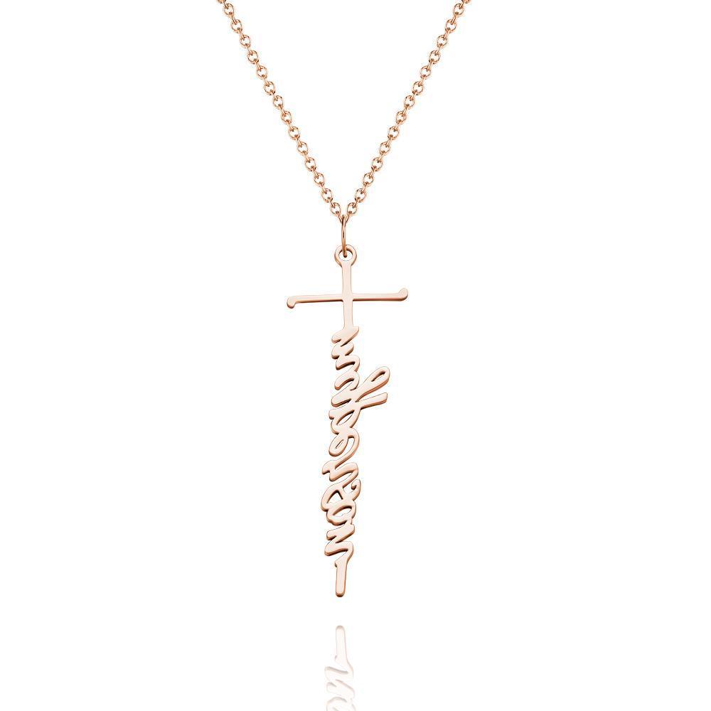 Benutzerdefinierte Gravierte Halskette Kreuz Squiggly Schriftzug Kreative Geschenke