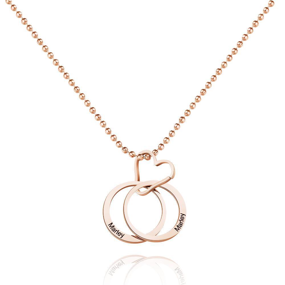 Individuell Gravierte Herzf?rmige Ring-zwei-kreis-halskette Für Das Beste Geschenk Für Paare