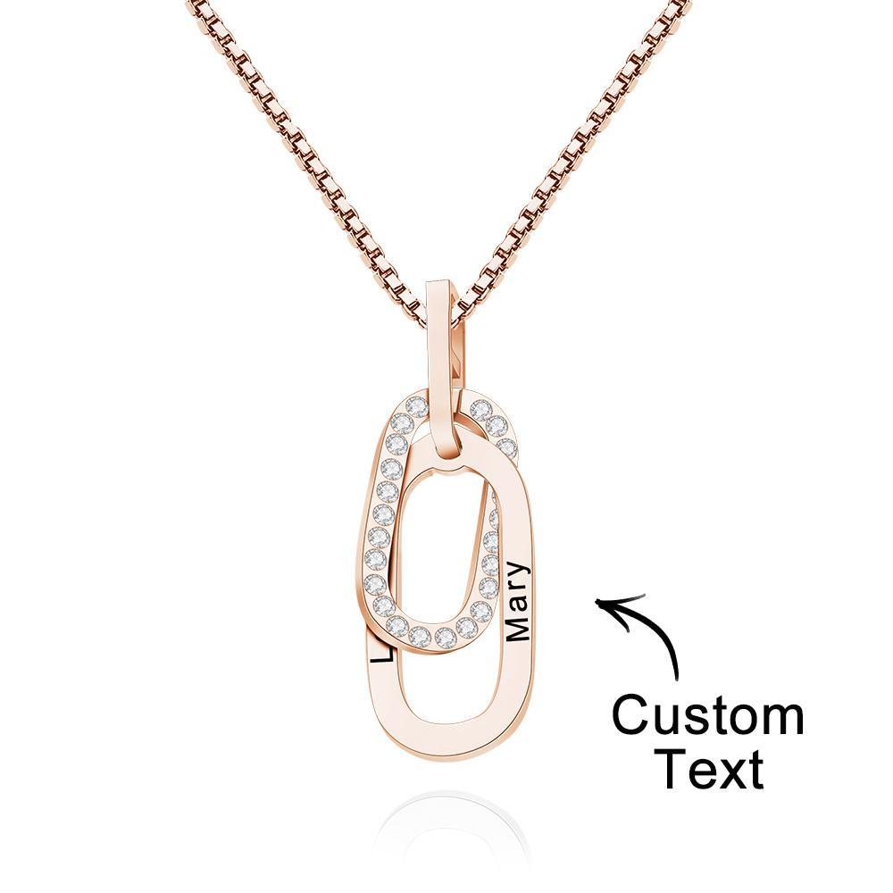 Benutzerdefinierte Gravierte Halskette Doppelring Halskette Kreatives Geschenk Für Frauen - soufeelde