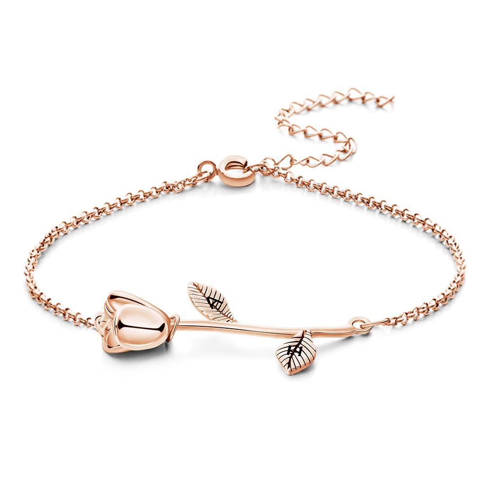 Benutzerdefinierte Gravierte Rose Armband Charm Armband Bestes Geschenk Für Ihre Freundin - soufeelde