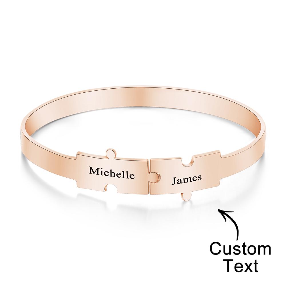 Benutzerdefinierte Gravierte Puzzle-armband Personalisiertes Einzigartiges Armband Für Sie - soufeelde