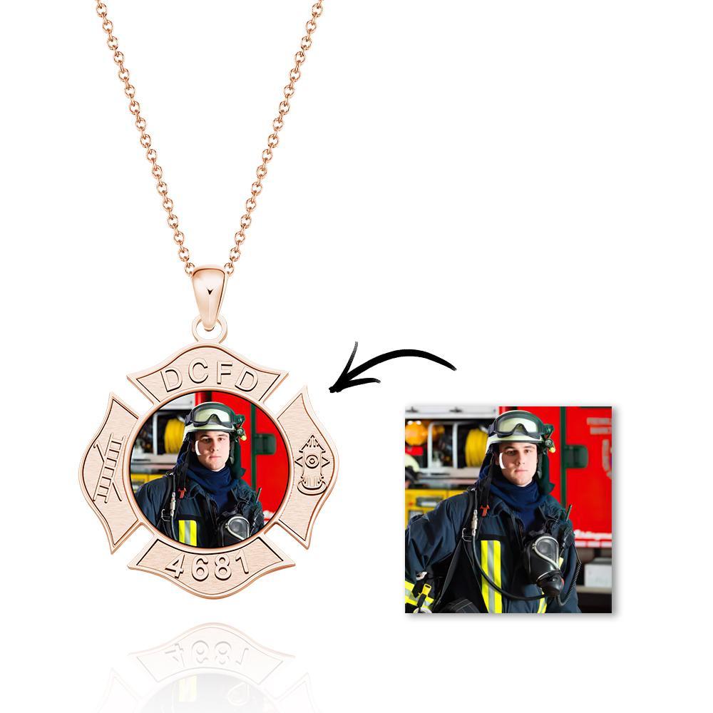 Benutzerdefinierte Foto Gravierte Feuerwehr Abzeichen Foto Anh?nger Bild Charm Mit Name Und Nummer - soufeelde