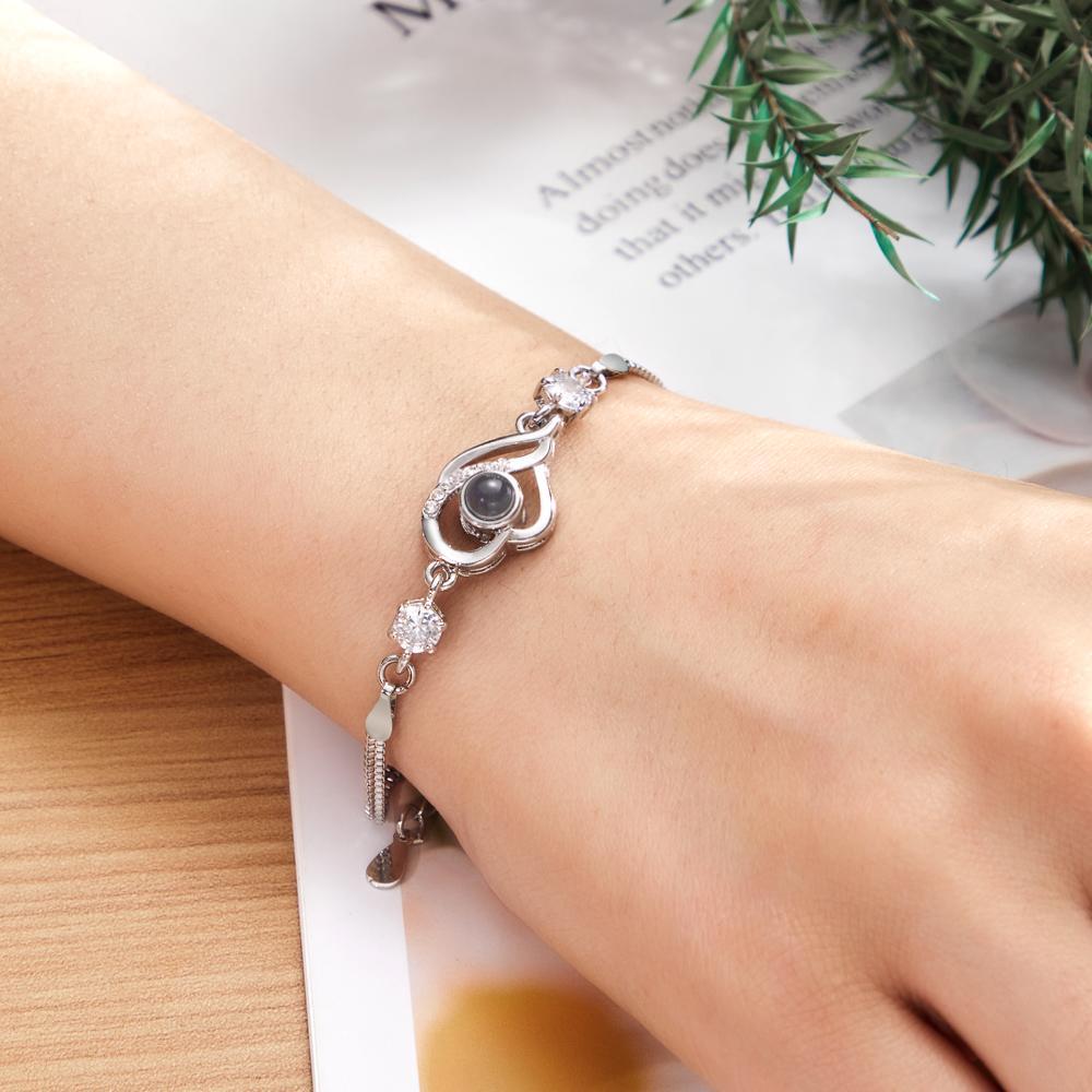 Benutzerdefiniertes Foto-armband Überlappende Herzen Projektion Armband Geschenk Für Die Liebe - soufeelde