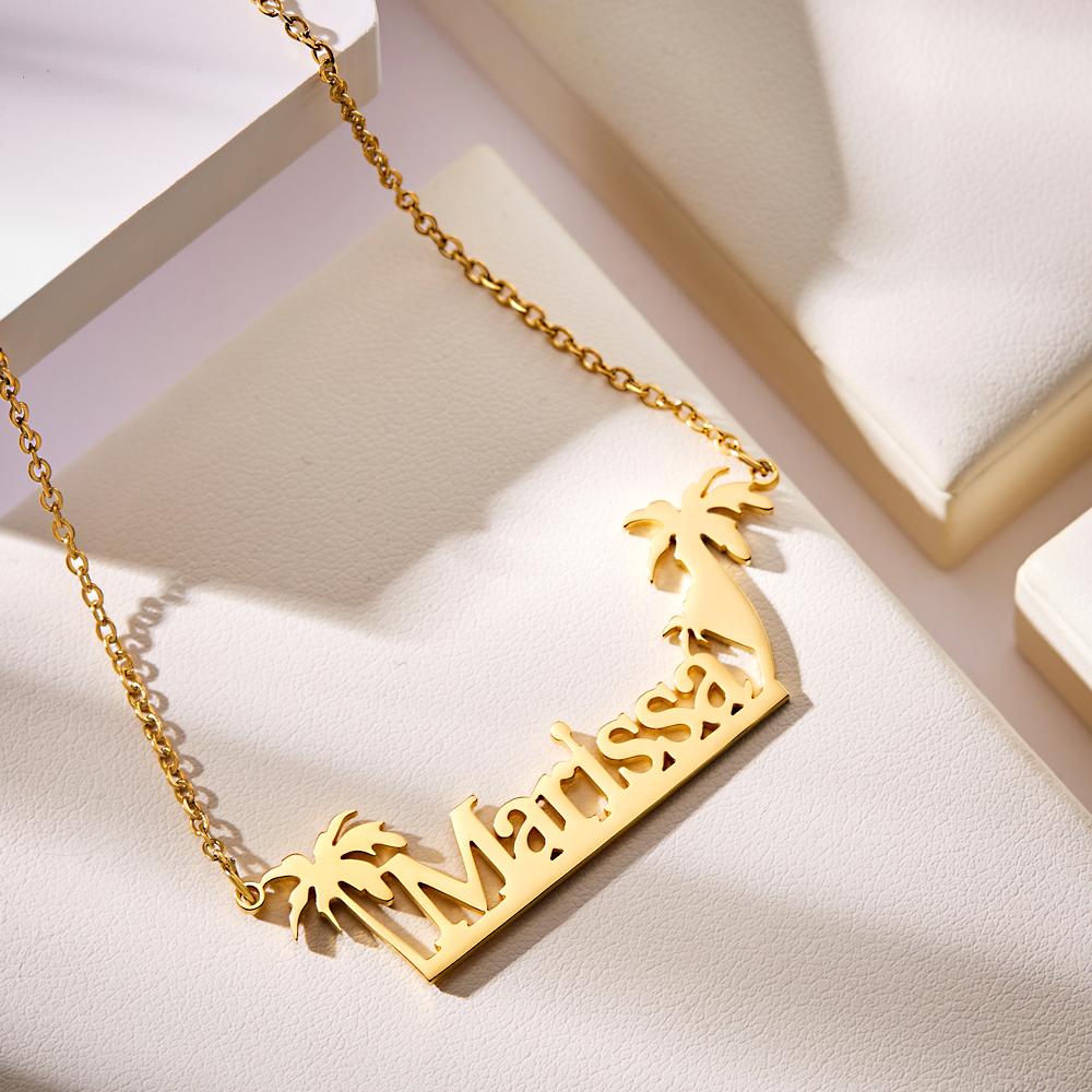 Kundenspezifisch Gravierte Halskette Kreative Kokosnussbaum-gedenkgeschenke - soufeelde