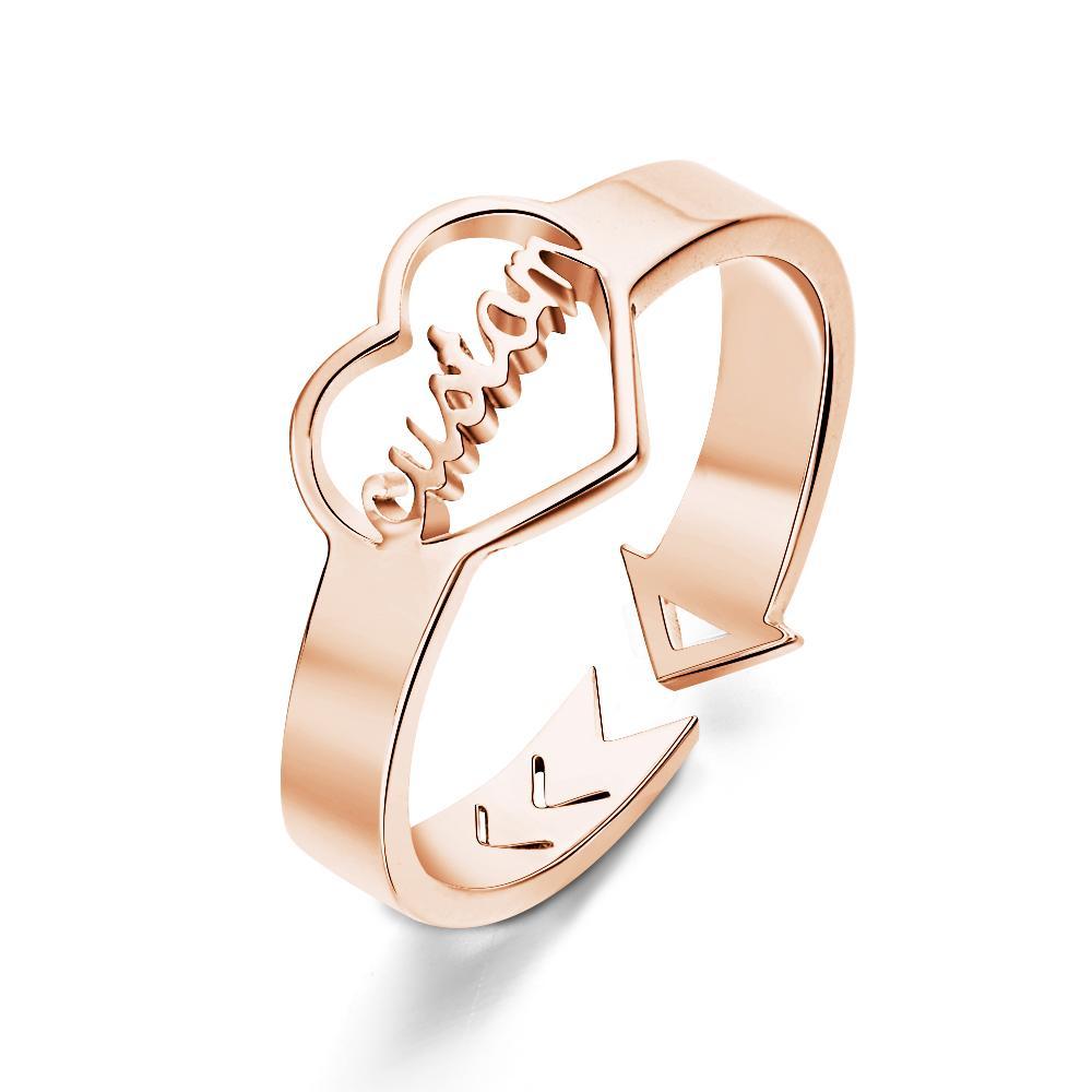 Liebevoller Herz-ring Mit Individuellem Namen, Verstellbar, Für Frauen Und Mädchen, Verlobungsgeschenk - soufeede