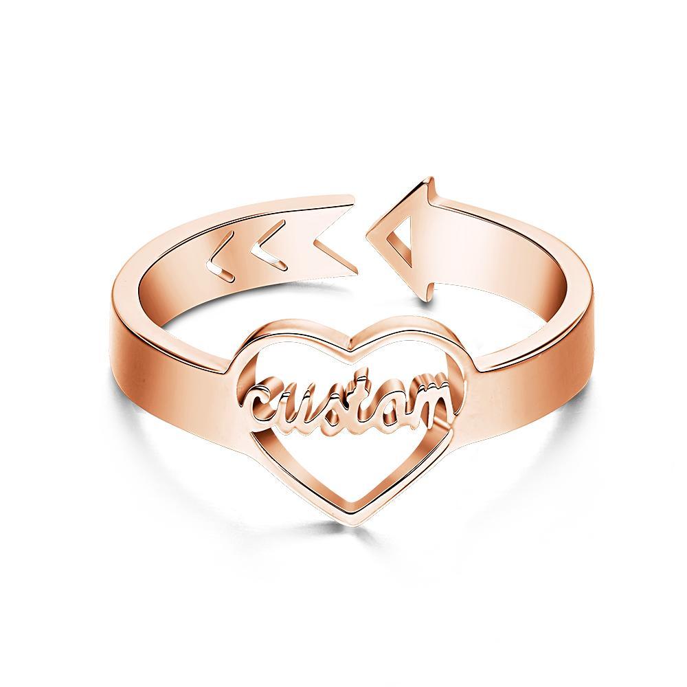 Liebevoller Herz-ring Mit Individuellem Namen, Verstellbar, Für Frauen Und Mädchen, Verlobungsgeschenk - soufeede