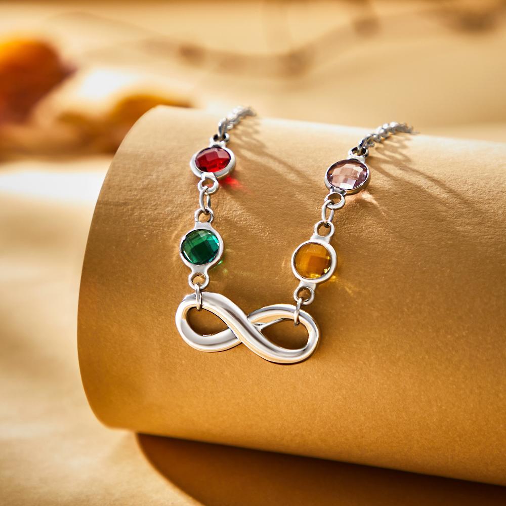 Benutzerdefinierte Birthstone Halskette Unendlichkeitssymbol Einfache Geschenke - soufeelde