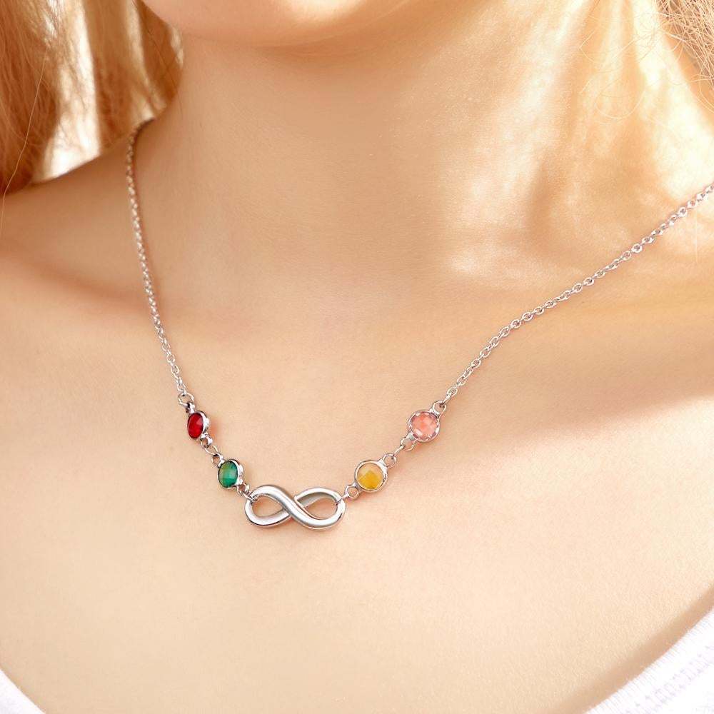 Benutzerdefinierte Birthstone Halskette Unendlichkeitssymbol Einfache Geschenke - soufeelde