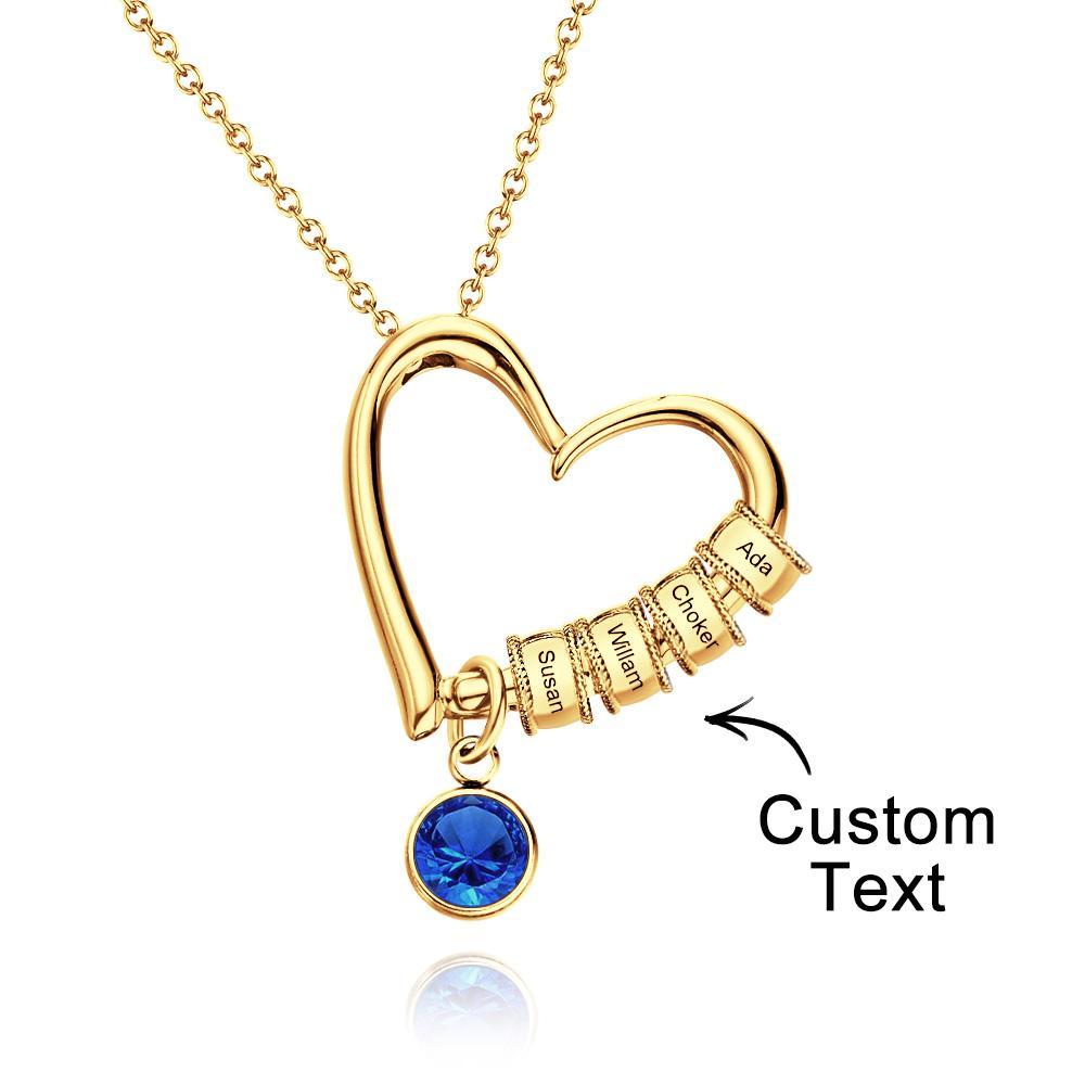 Herz-halskette Mit Gravierten Perlen, Personalisierte Bezaubernde Halskette Für Mama - soufeelde